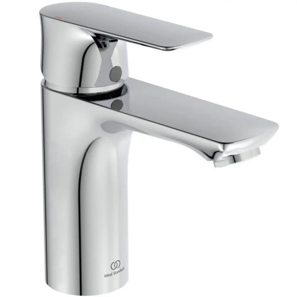 Ideal Standard Armatur in chrom, mit einer klaren, modernen Form und einem Hebel für die Wasserregelung. Geeignet für Waschbecken, ohne Ablaufschlauch.